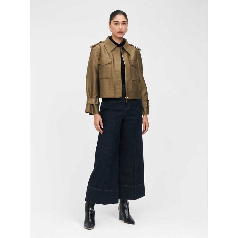 Veronika Maine European Luxe Twill Cropped Trench  image number 3